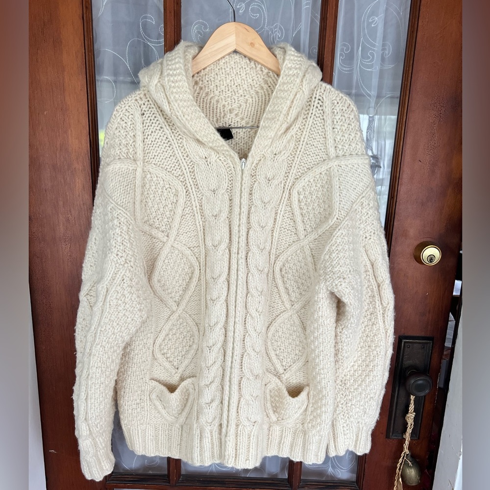 Vintage Hand Made Chinky Cable Knit Fisherman Sweater Minimalist Nordic Look